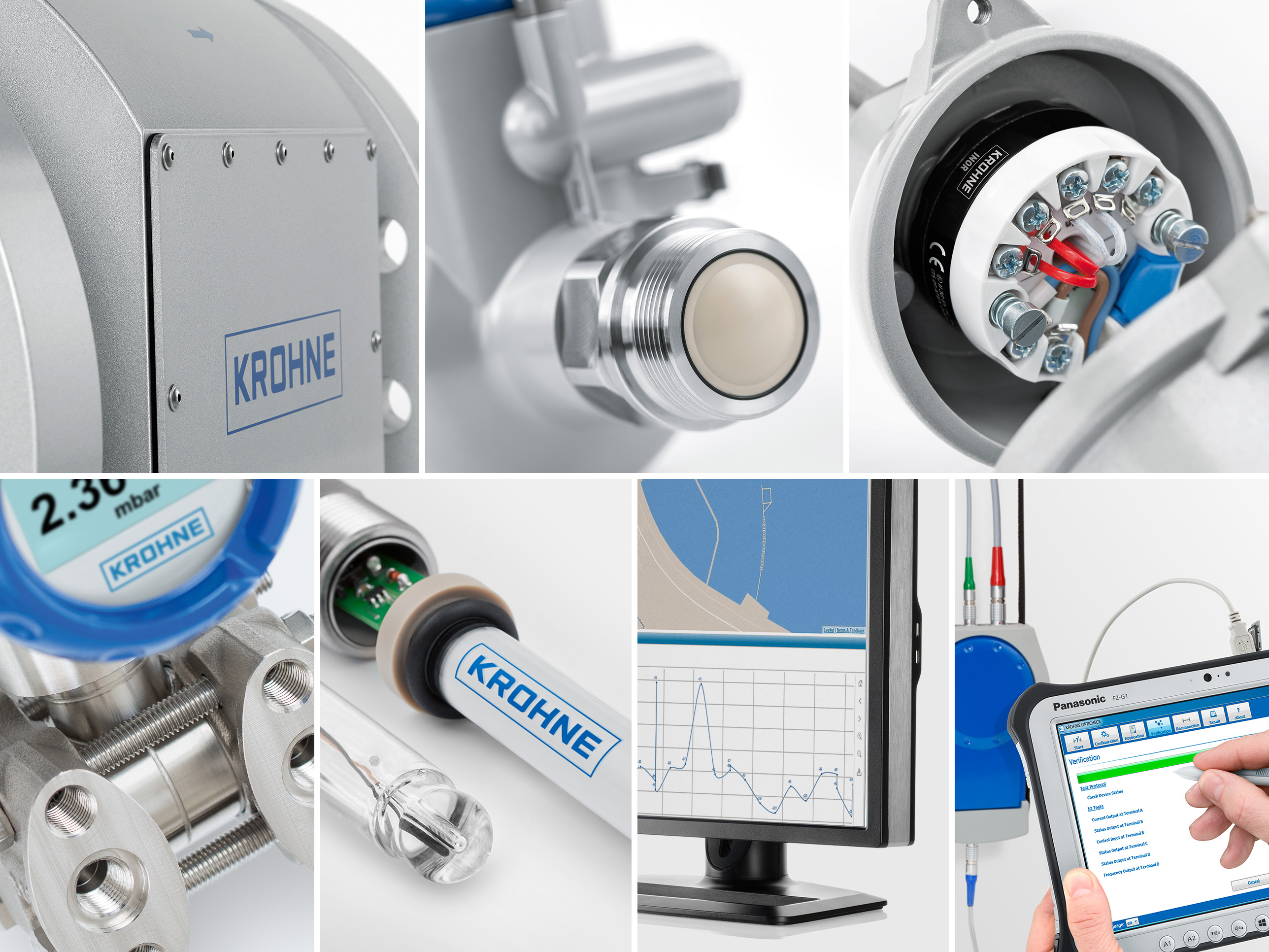 Výrobky Photo composing of different close ups of krohne products from multiple product categories
