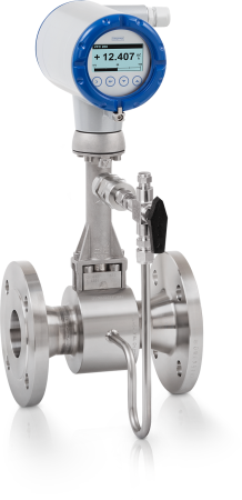 OPTISWIRL 4200 OPTISWIRL 4200 C Vortex flowmeter – Compact version with integrated pressure / temperature compensation, shut-off valve and flange