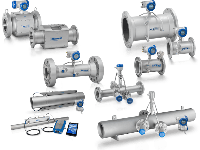 A collection of ultrasonic flowmeters from KROHNE
