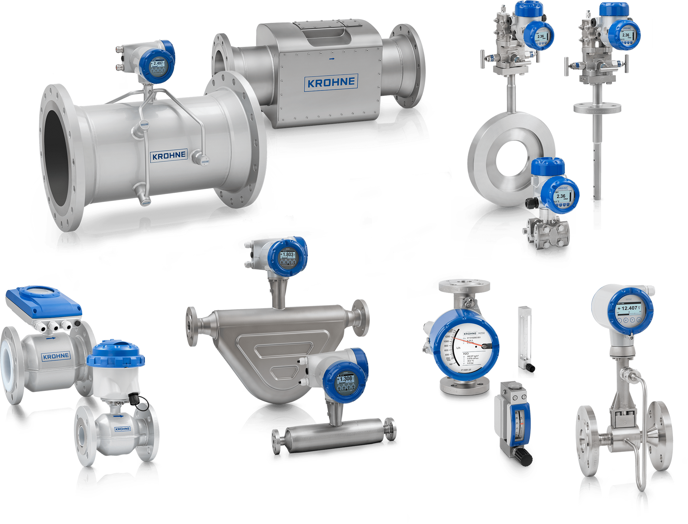 Расходомеры A collection of flowmeters from KROHNE