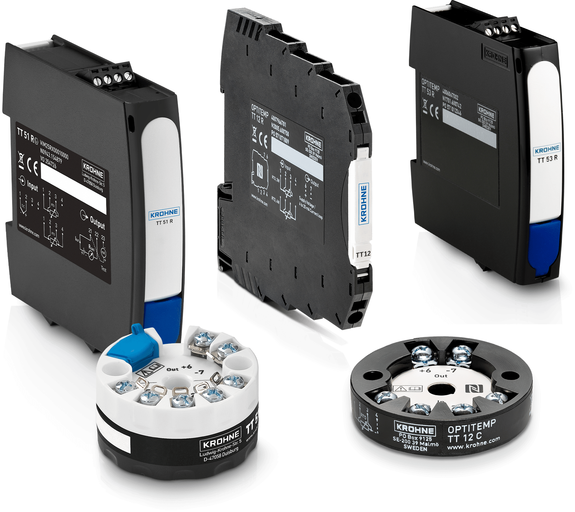 Transmisores de temperatura A collection of temperature transmitters from KROHNE