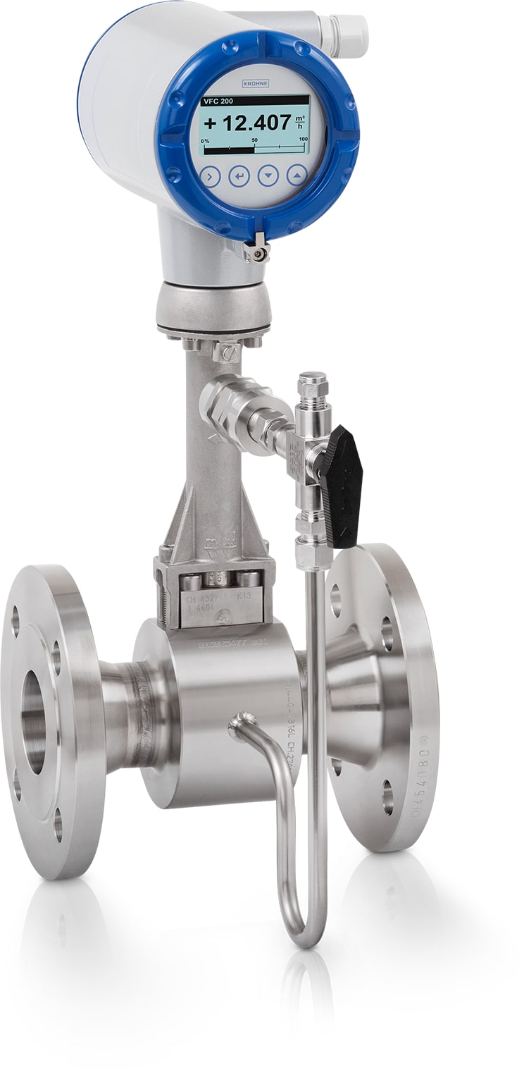 OPTISWIRL 4200 OPTISWIRL 4200 C Vortex flowmeter – Compact version with integrated pressure / temperature compensation, shut-off valve and flange