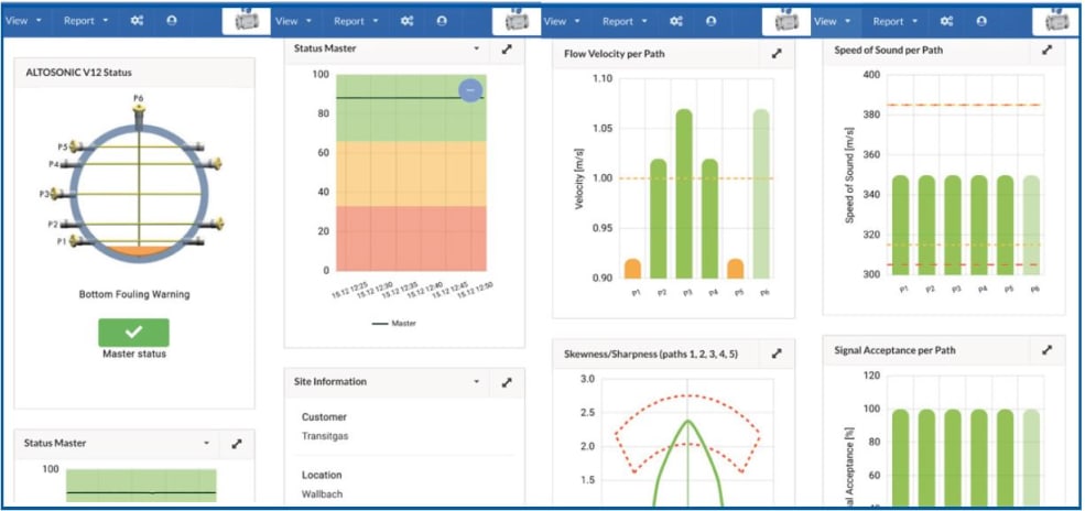 Mobile phone screenshots of the HMI of the KROHNE Care diagnostic system