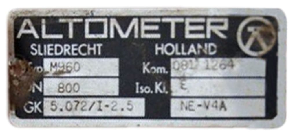Nameplate of old flowmeter KROHNE M 960