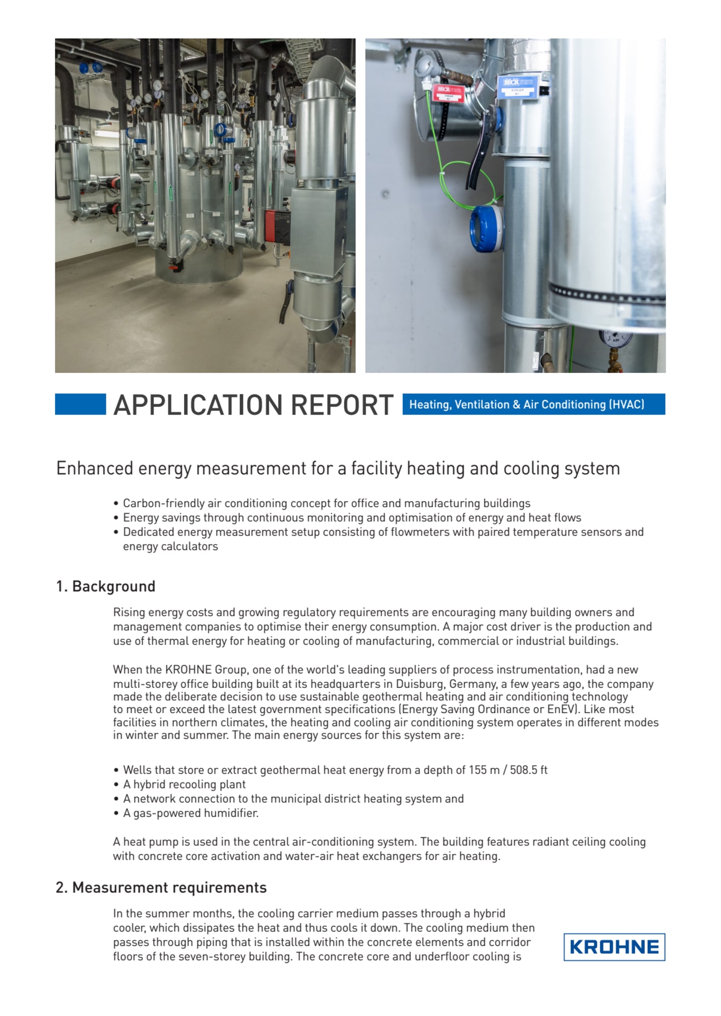 Enhanced energy measurement for a facility heating and cooling system  Krohne Applications