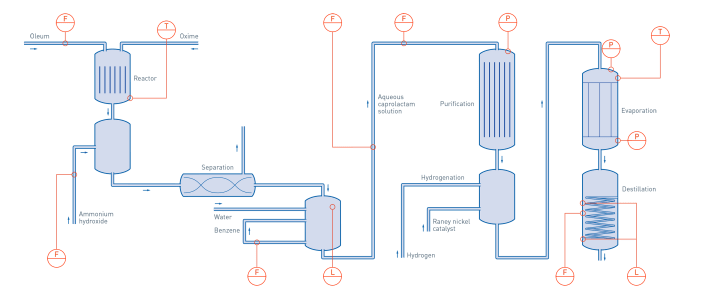 Caprolactam production in the organic chemical process