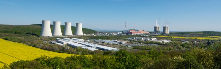 Nuclear plant in field