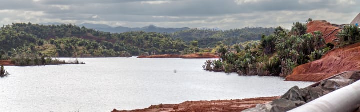Pipeline next to lake