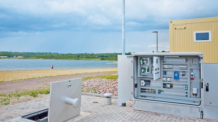 Wireless and remote metering solution next to a lake Wireless and remote metering solution next to a lake