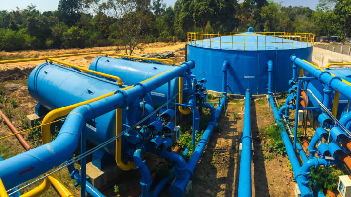 Water treatment plant in a wooded environment