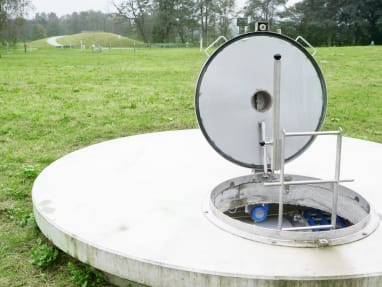Drinking water abstraction point with open cover