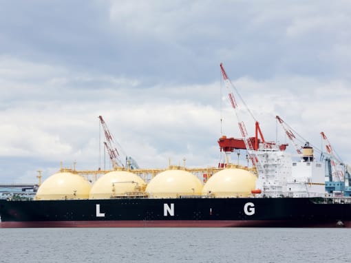 LNG cargo ship docked in the port