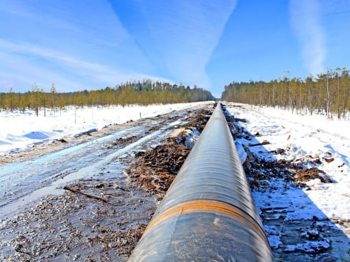 Pipeline in winter conditions