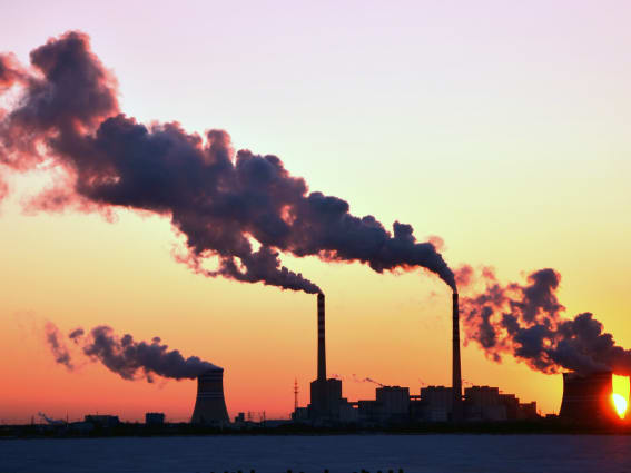 Chemical plant due sunset