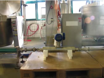Mass flow measurement of spinach sauce