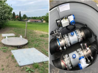 Heat metering at a transfer station of a district heating pipeline