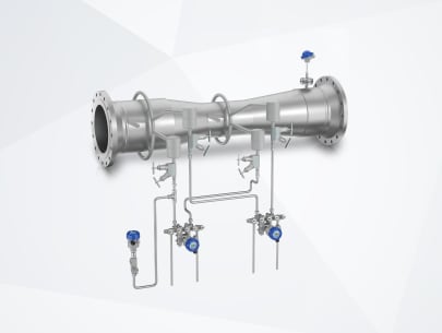 DP flowmeter with Venturi tube, DP transmitters, condensate pots, manifolds, temperature assembly and pressure transmitter