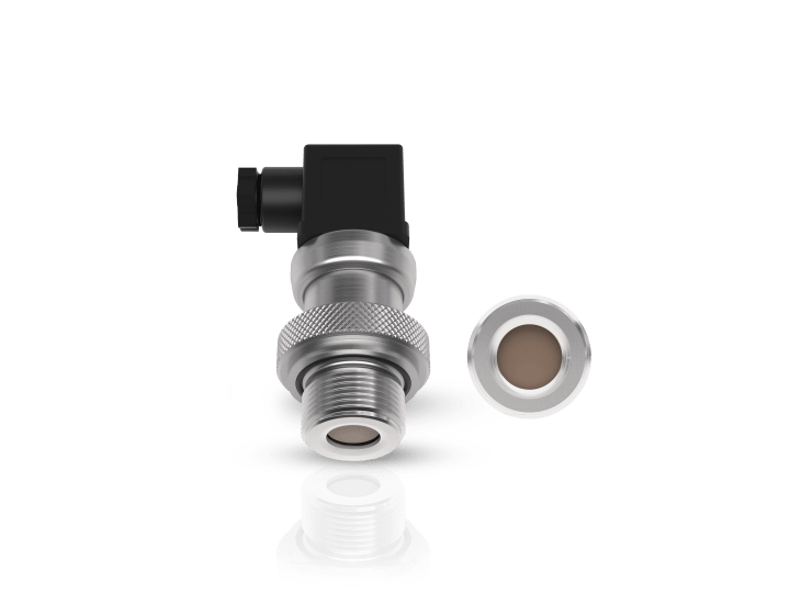 OPTIBAR PC 1010 with ISO 4400 plug, front-flush diaphragm and stainless steel thread OPTIBAR PC 1010