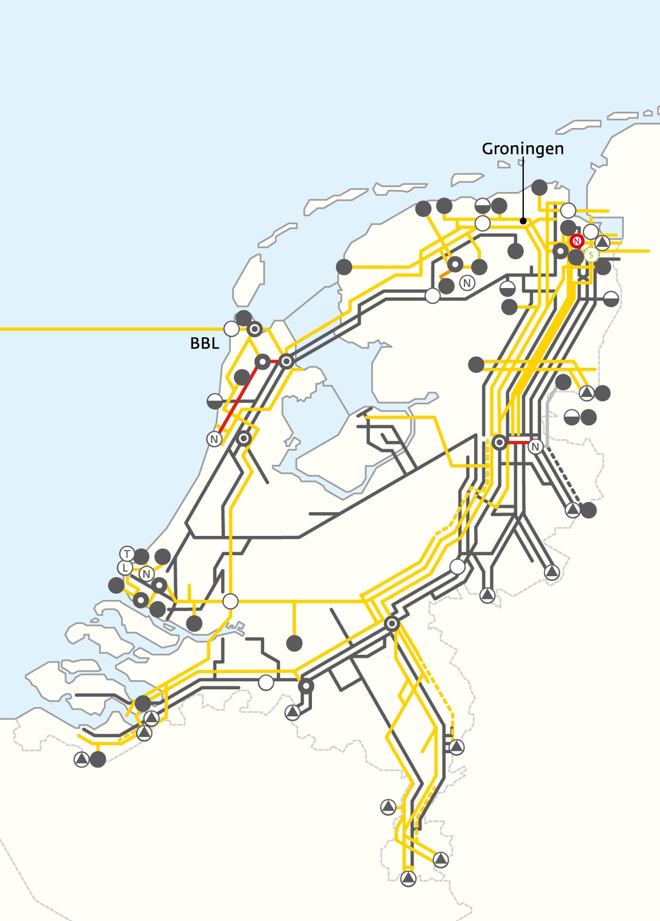 Gasunie infrastructure in
the Netherlands