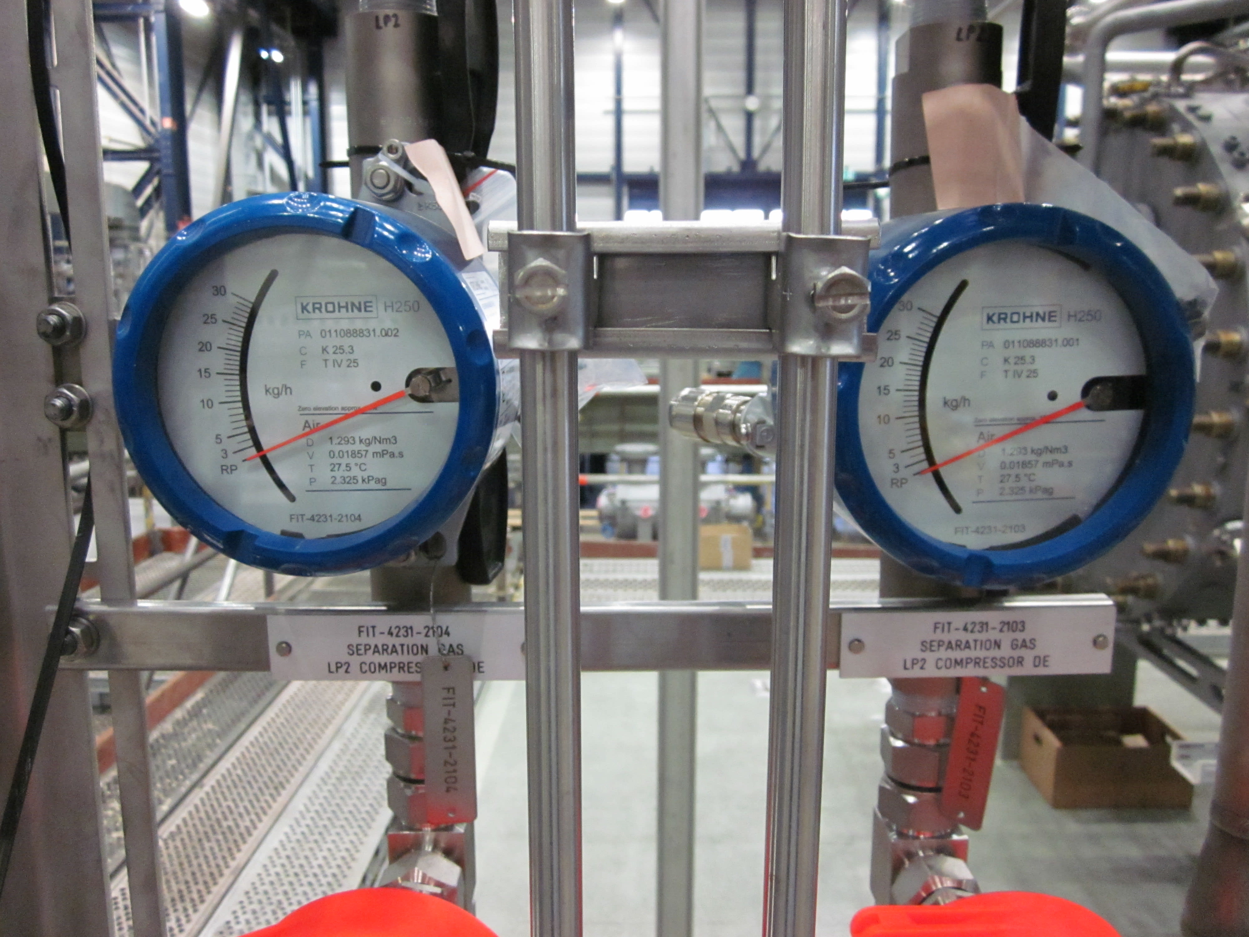 Variable area flowmeters mounted on gas panels