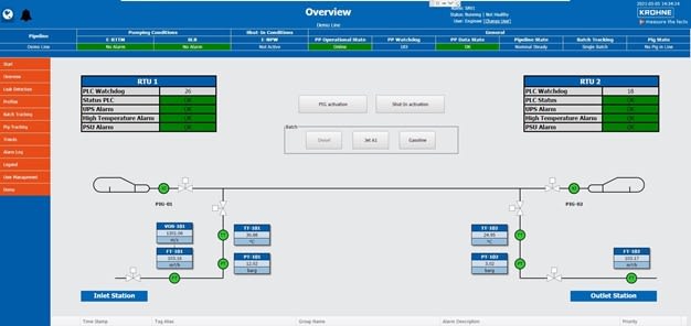 PipePatrol HMI screen