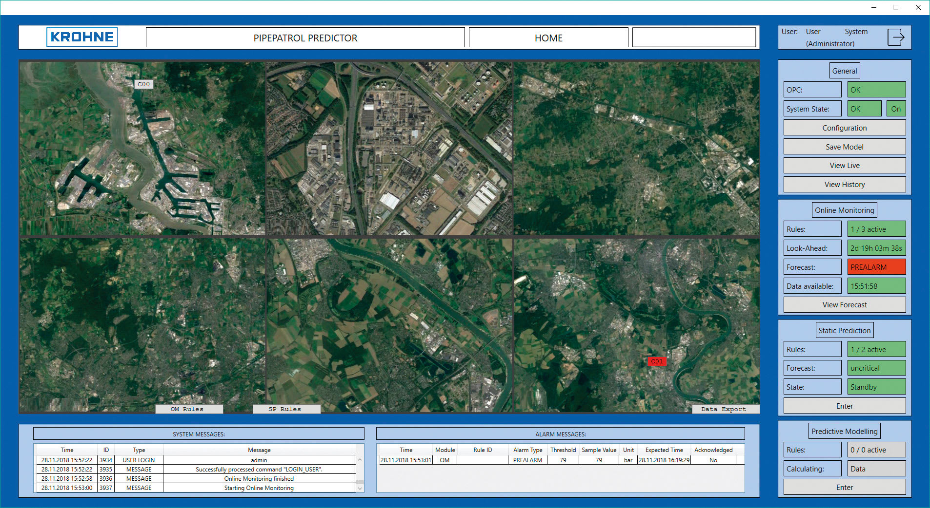 PipePatrol Predictive modeling shows the forecast of future events and states of the simulated pipelines