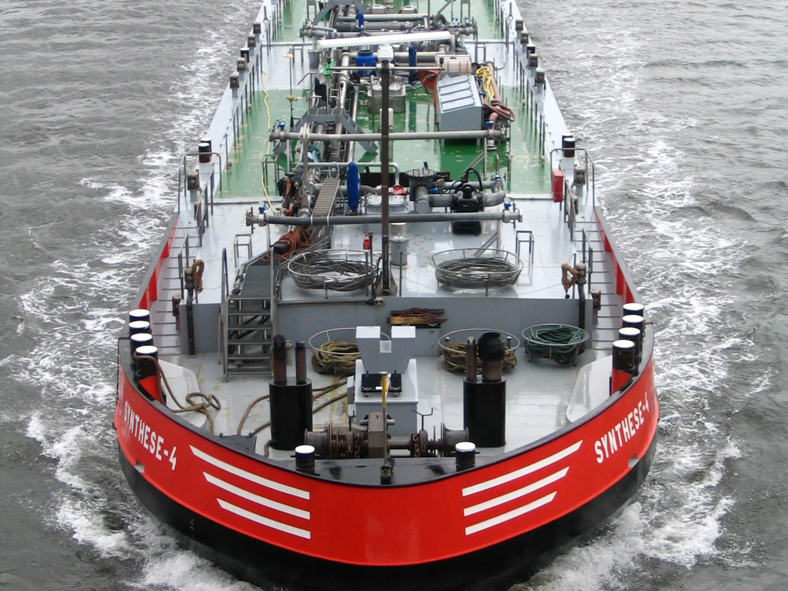 Barges in the marine industry Red barge front view