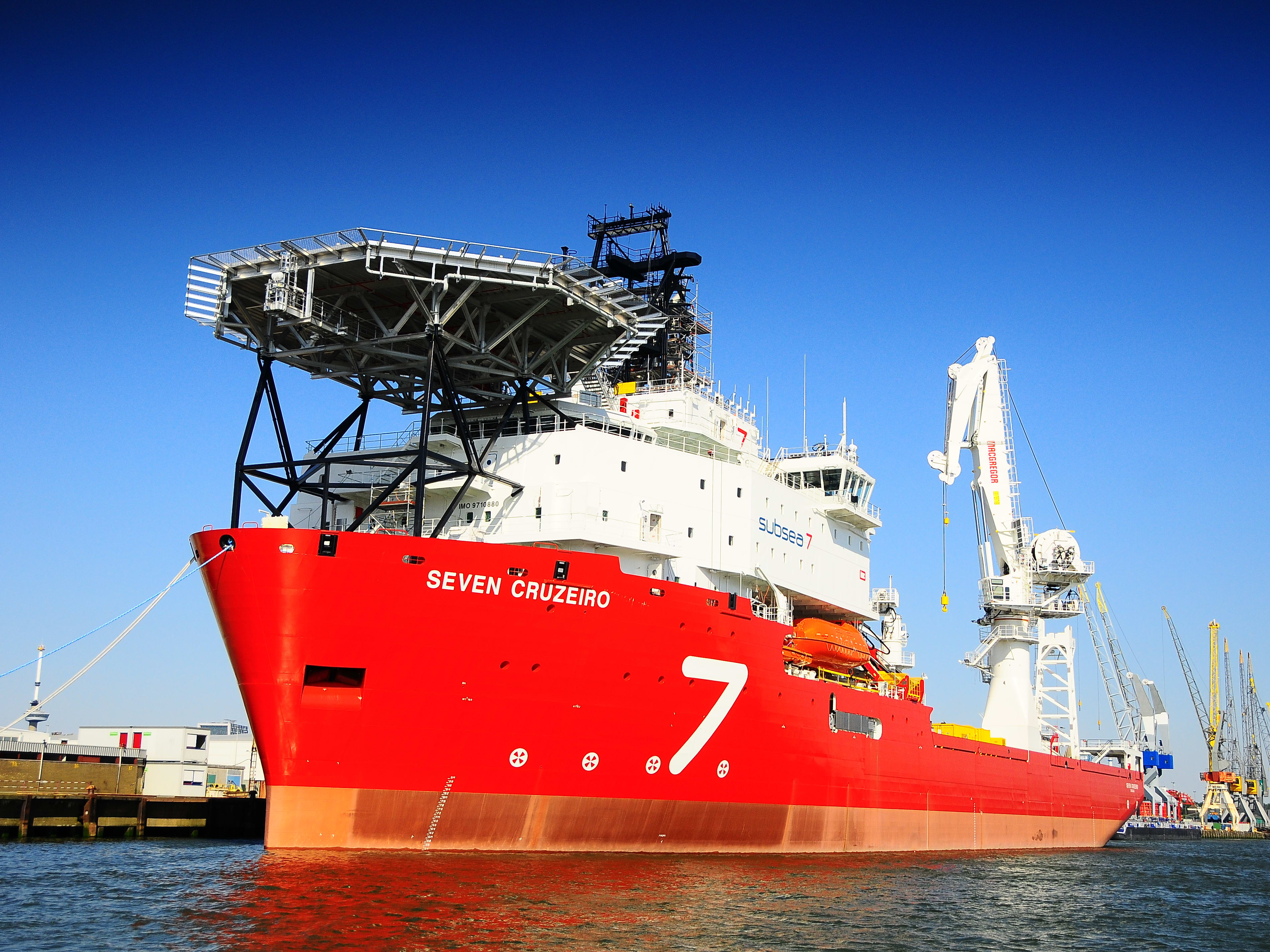 Supply ships in the marine industry Red and white supply ship