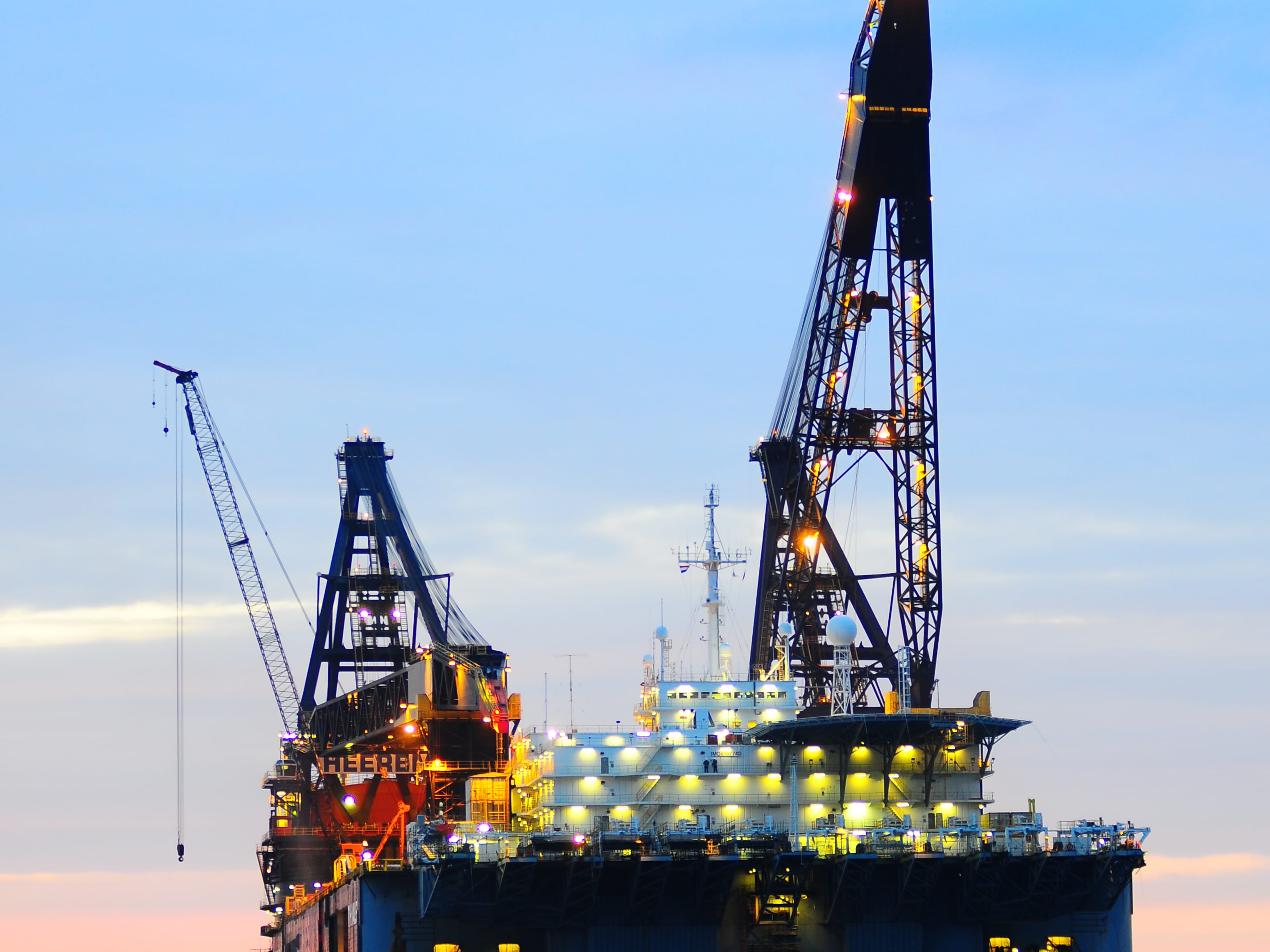 Semi-submersibles in the marine industry Semi submersible platform at night
