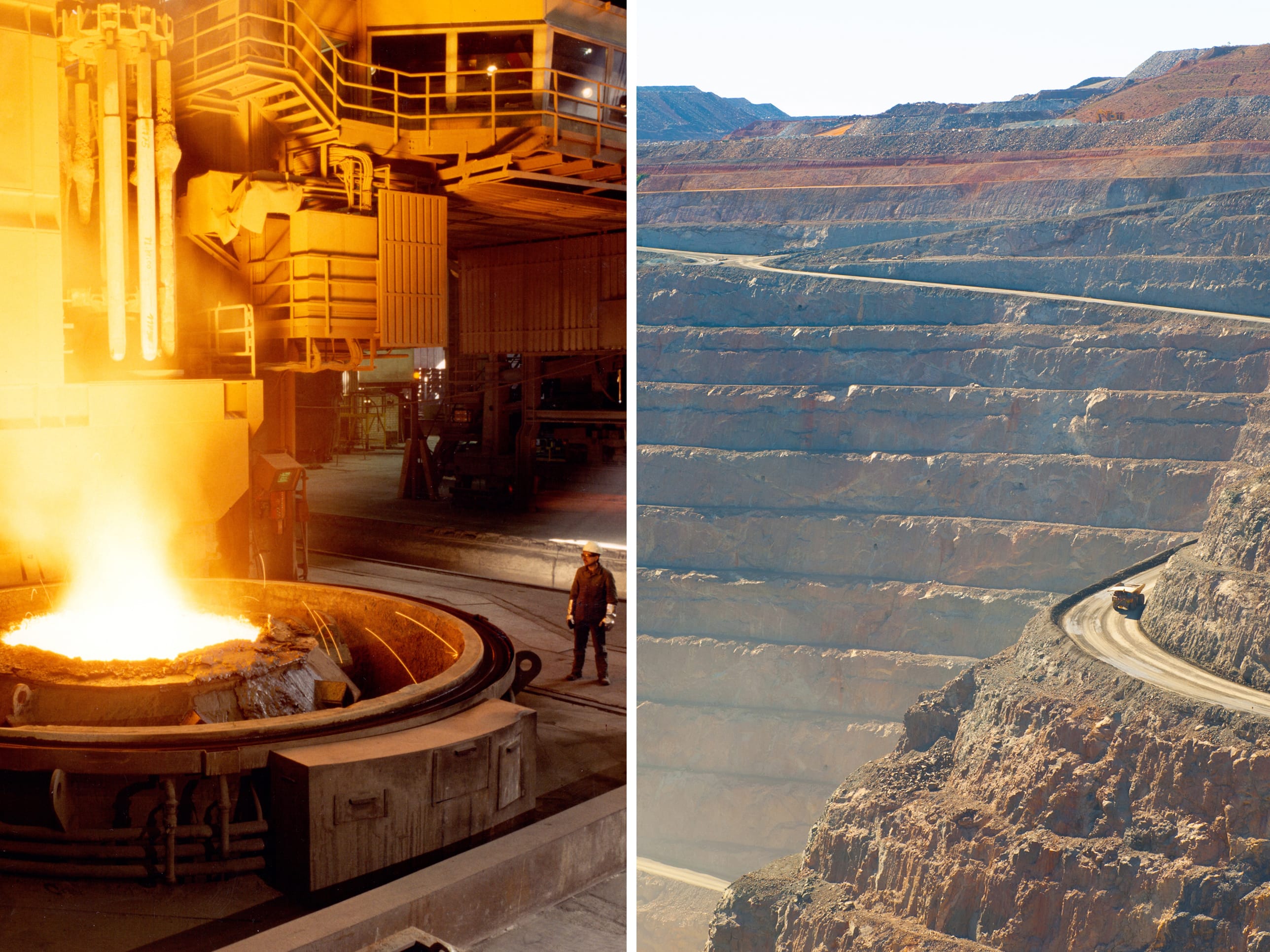 Metal & Mining industry Photo composing of a metal production facility and a mining area