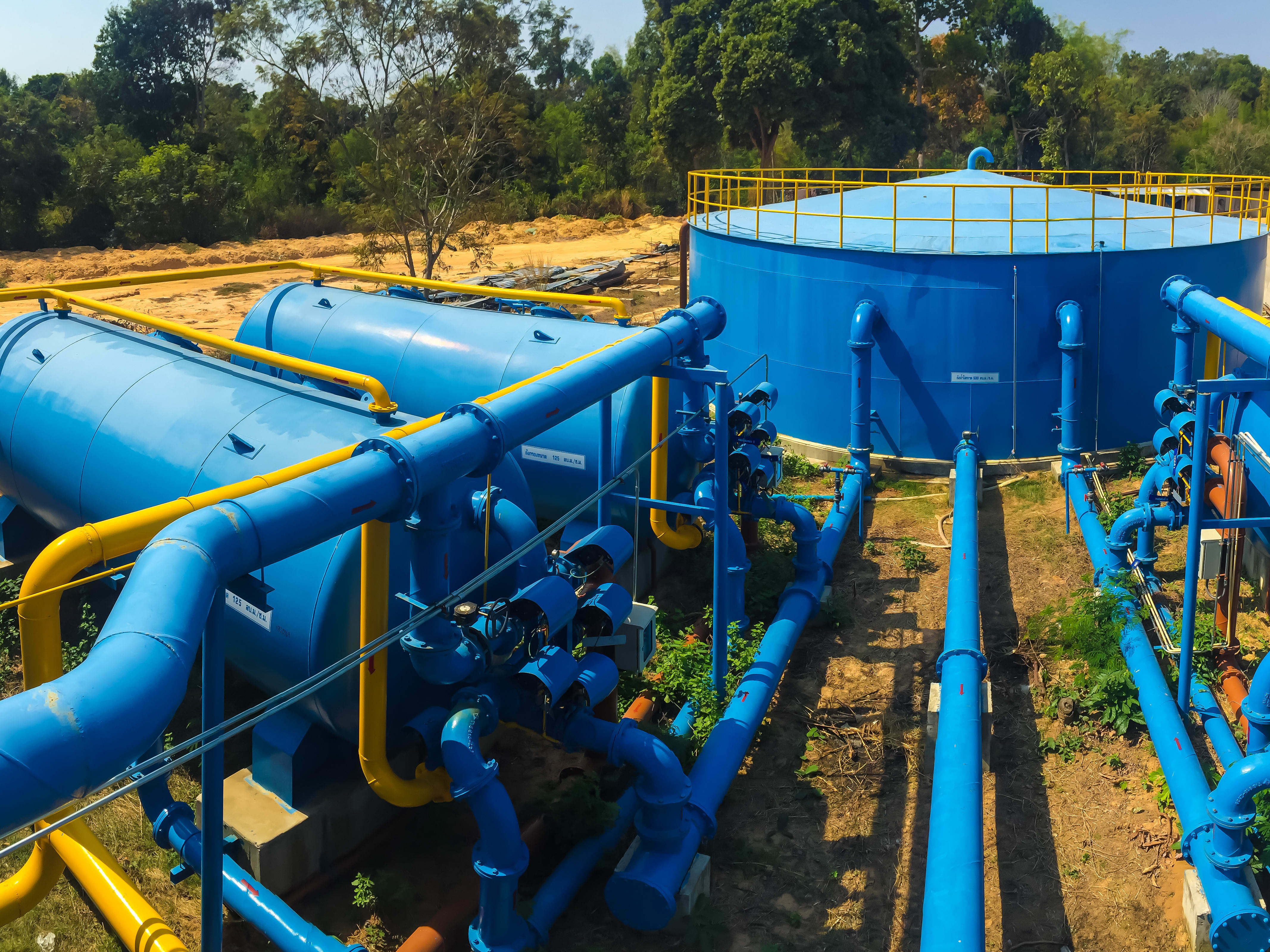 Measurement of disinfectants with remote data communication Water treatment plant in a wooded environment