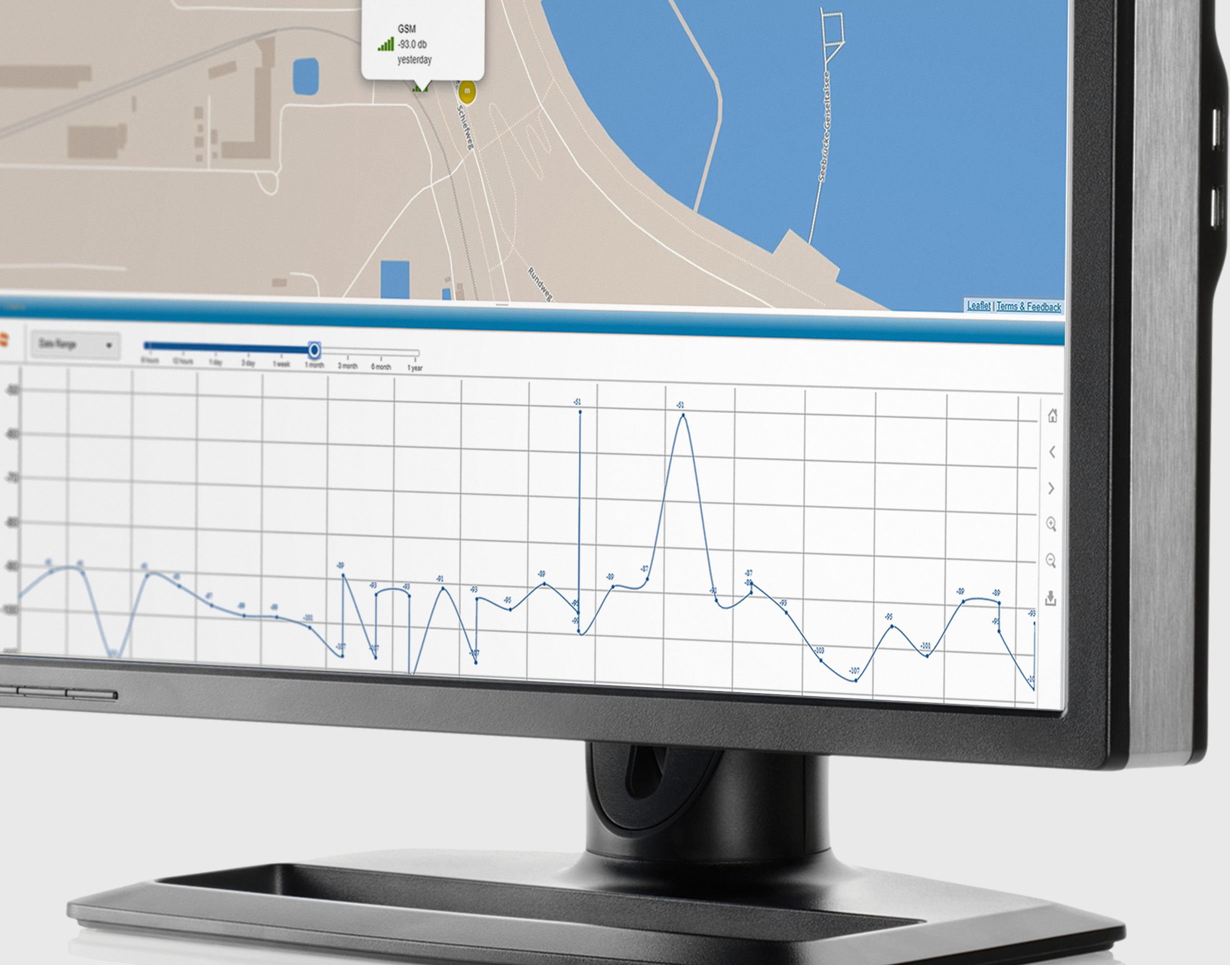 Drahtlose Kommunikationstechnik KROHNE Data Services on computer monitor close-up bottom-right