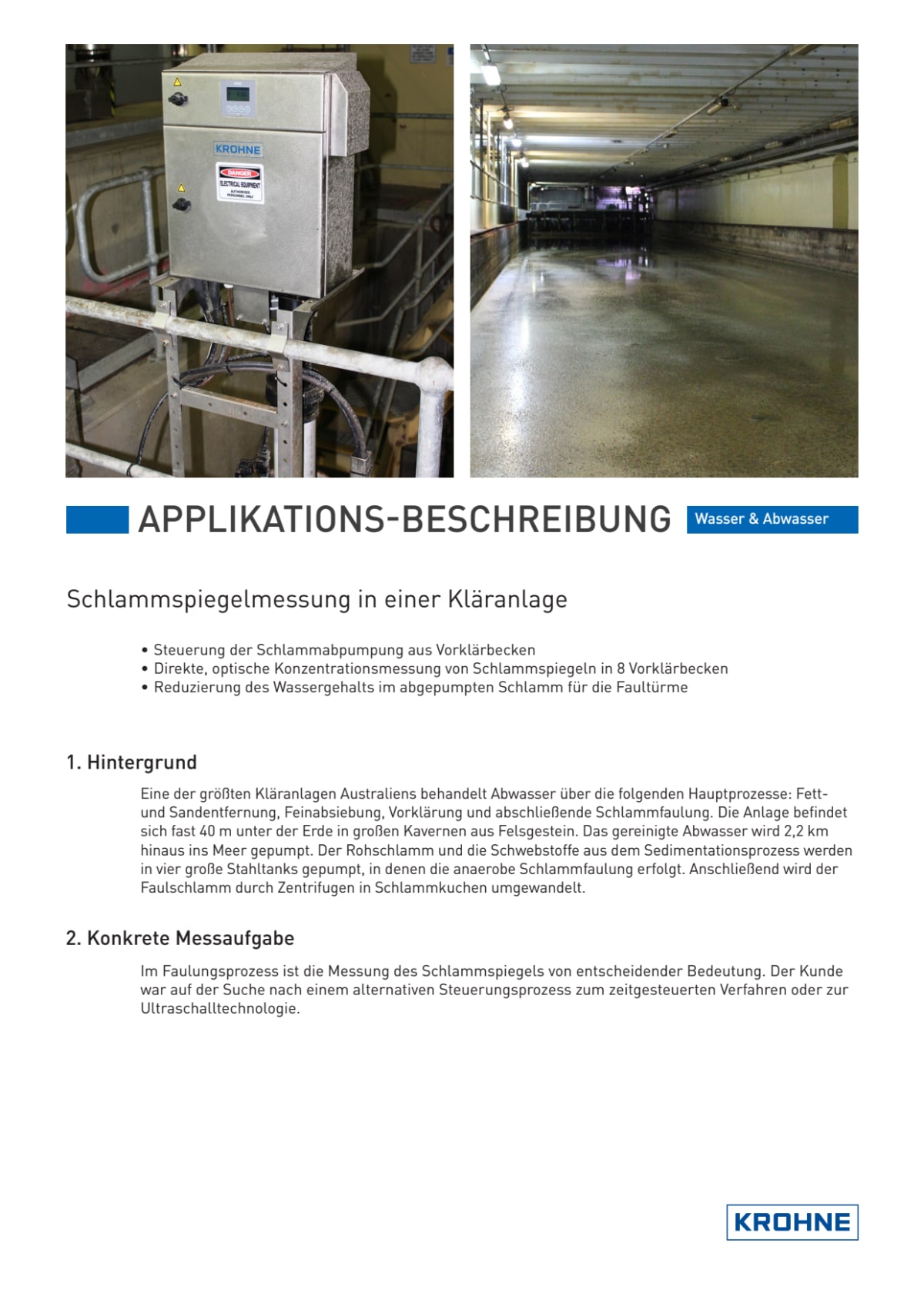 Measuring The Sludge Blanket Level In A Waste Water Treatment Plant Krohne Group