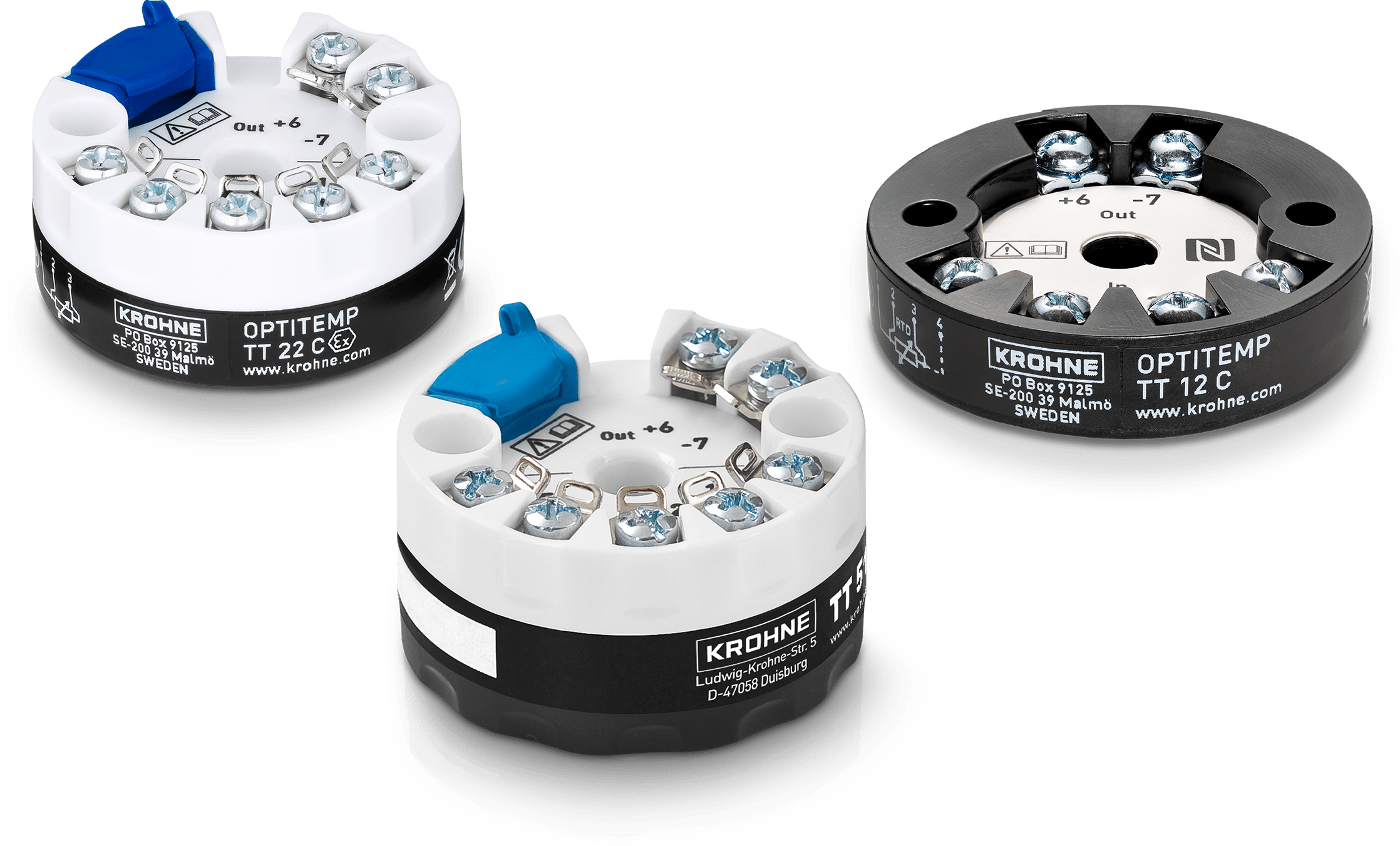 Kopftransmitter A collection of head-mounted temperature transmitters from KROHNE